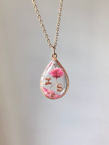 Lover Two Initials Teardrop Pendant Necklace