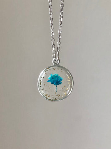 Blue Flora Pendant Necklace