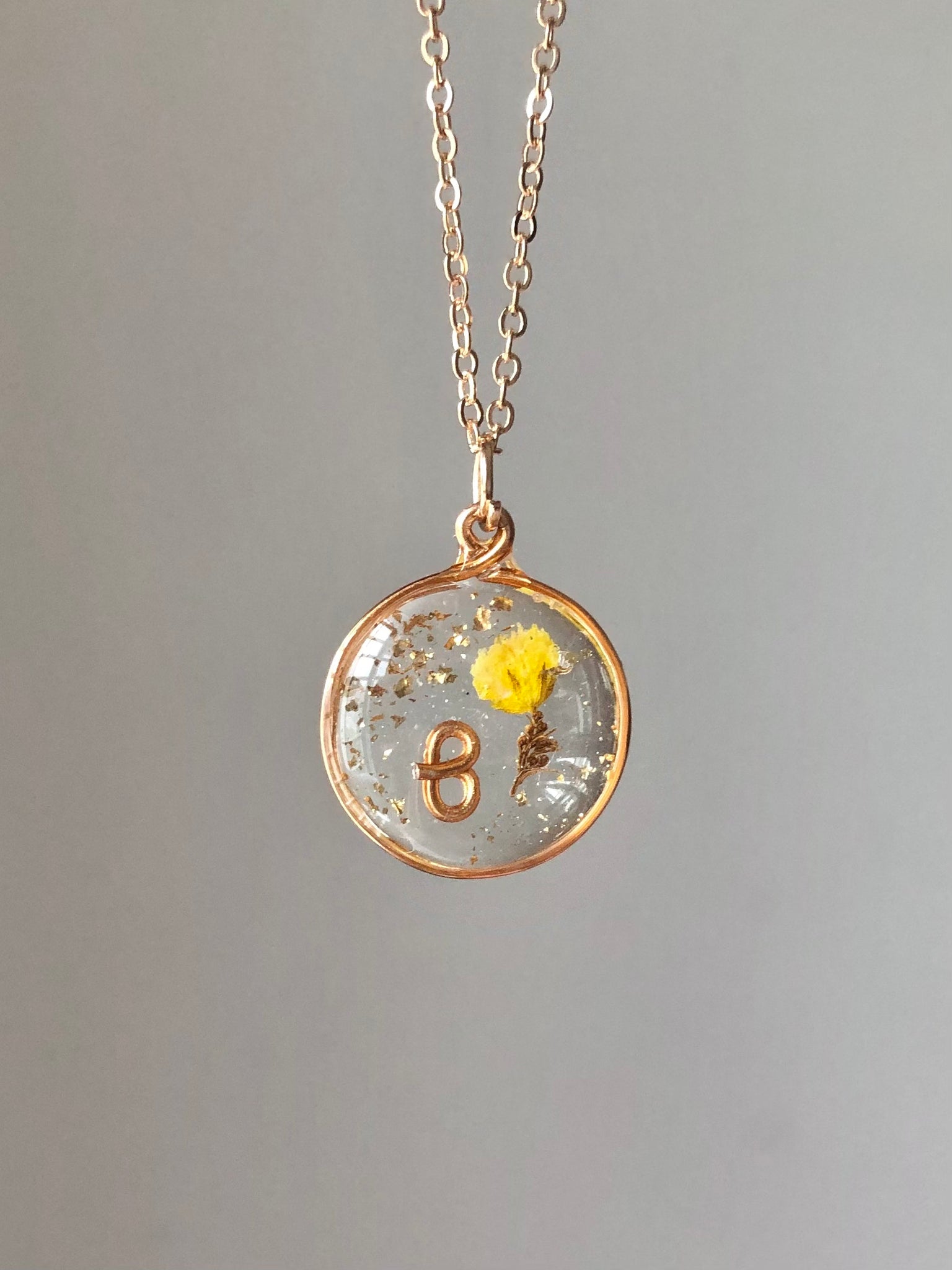 Yellow Flora Initial Pendant Necklace